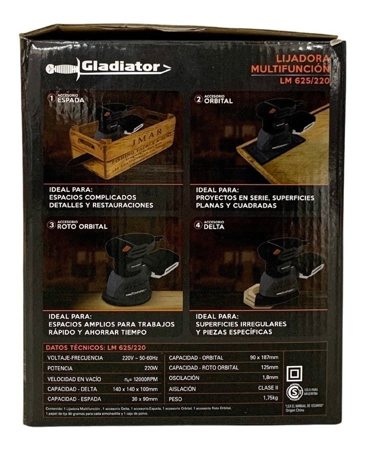 Lijadora Orbital Multifunción 4 En 1 Gladiator Lm625/220 - Imagen 6