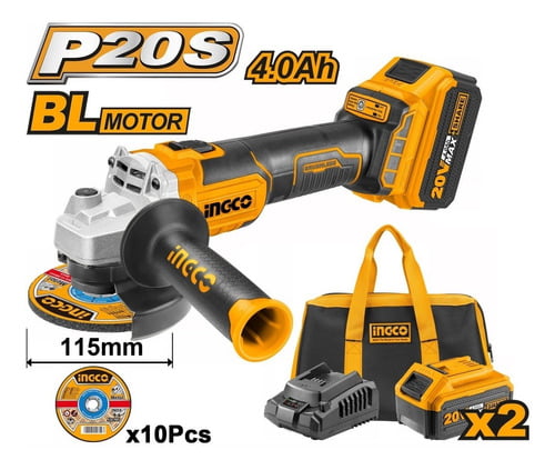 Amoladora 20v P20s 2 Bat Carg Discos Y Bolso Ingco + Regalo - Imagen 4