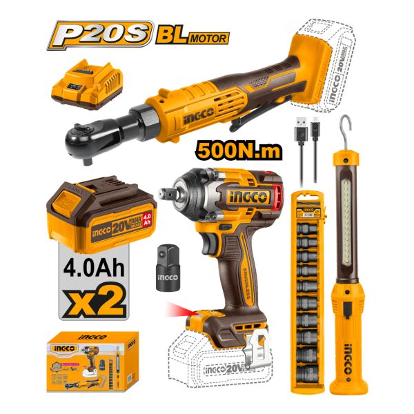 Combo Llave De Impacto 500nm A Bateria + Llave Crique Color Amarillo Frecuencia 50 60 - Imagen 2