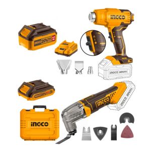 Kit 20v Pistola Calor Multifun Ingco C/bat Y Car En Maetin Color Amarillo