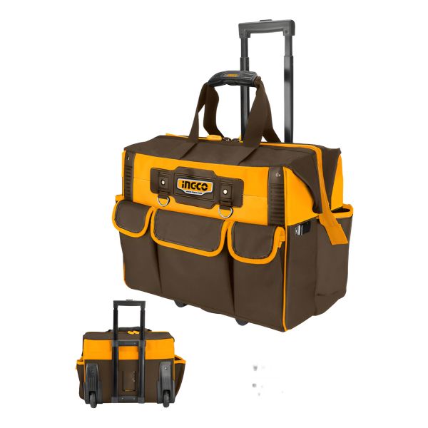 Bolsa De Herramientas Reforzada Ingco De 20 Pulgadas Con Ruedas, Color Amarillo