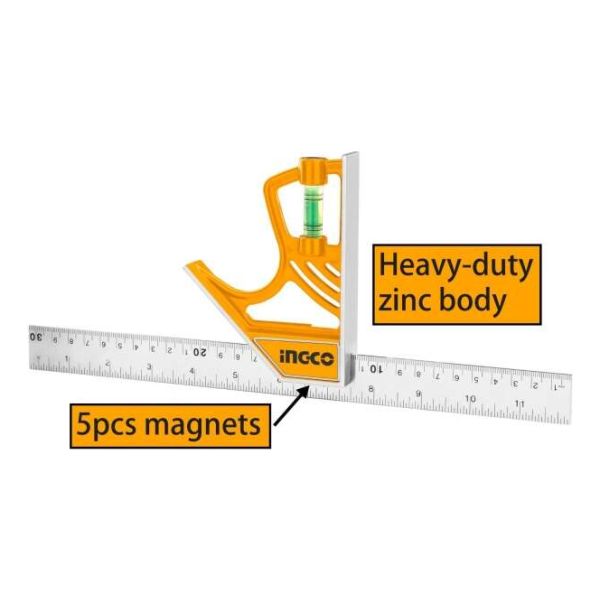 Escuadra Combinada Hsr530255 Magnetica Ingco Ma - Imagen 2