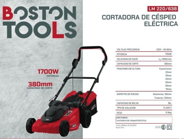 Cortadora De Césped Eléctrica Cortapasto Con Recolector - Imagen 2