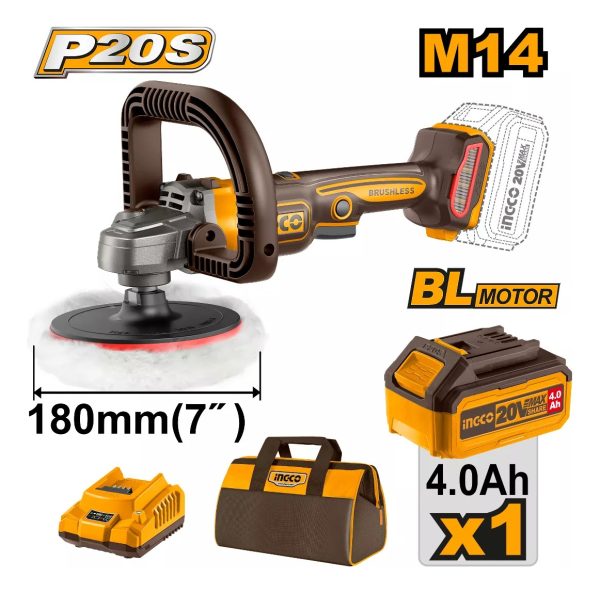 Lustra Pulidora 7pLG P20s C/1 Bat + Bolso Apli20181 Ingco - Imagen 2