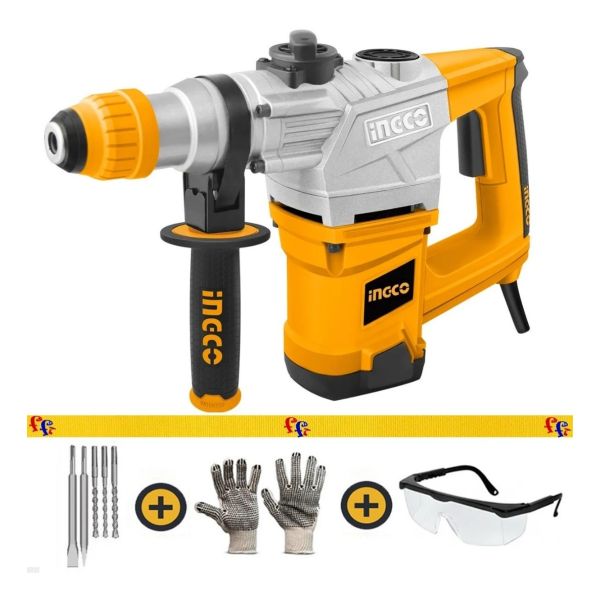 Ff Rotomartillo Sds Plus Ingco Rh12008 1250w 850rpm 5 Joule Color Amarillo Frecuencia 50 Hz/60 Hz - Imagen 2