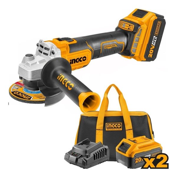 Amoladora 20v P20s 2 Bat Cargador Discos Y Bolso Ingco - Imagen 2