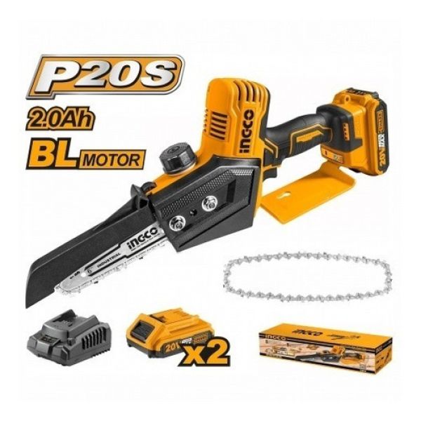 Motosierra Inalámbrica 6'' Y 2 Baterías 2ah Cargador Ingco