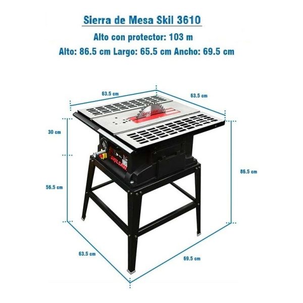 Sierra Circular De Mesa Banco Con Pie Skil 3610 1600w 254mm - Imagen 5