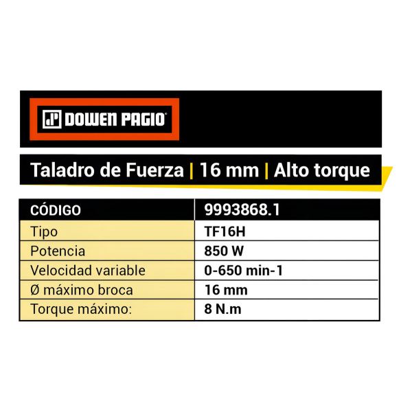 Taladro Usa Fuerza Alto Torque Para Pique1050 W Dowen Pagio Color Naranja Frecuencia 50 Hz - Imagen 2