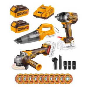 Kit Llave Impacto + Esmeril + Aspiradora Ingco Cosli240789