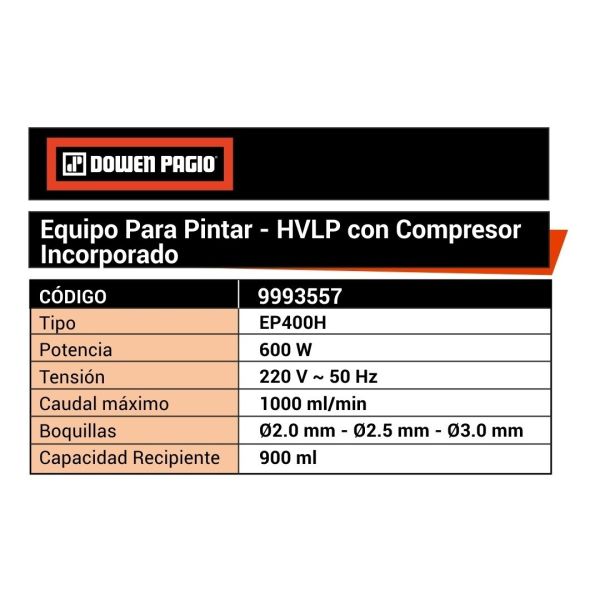 Equipo Pintar Hvlp C/compresor 1000 Ml Dowen Pagio 9993557 - Imagen 6