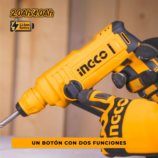 Rotomartillo Electroneumático Ingco P20s Crhli1601 Inalámbrico Amarillo Con 110w De Potencia - Imagen 4