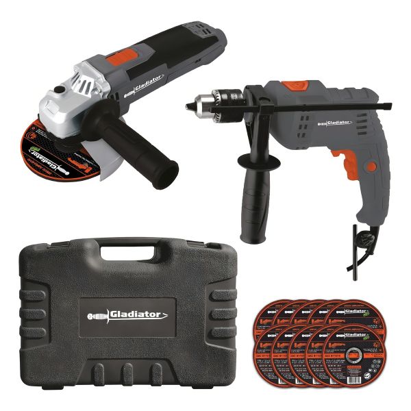 Kit Taladro Percutor + Amoladora Angular Color Gris Frecuencia 50-60hz - Imagen 3