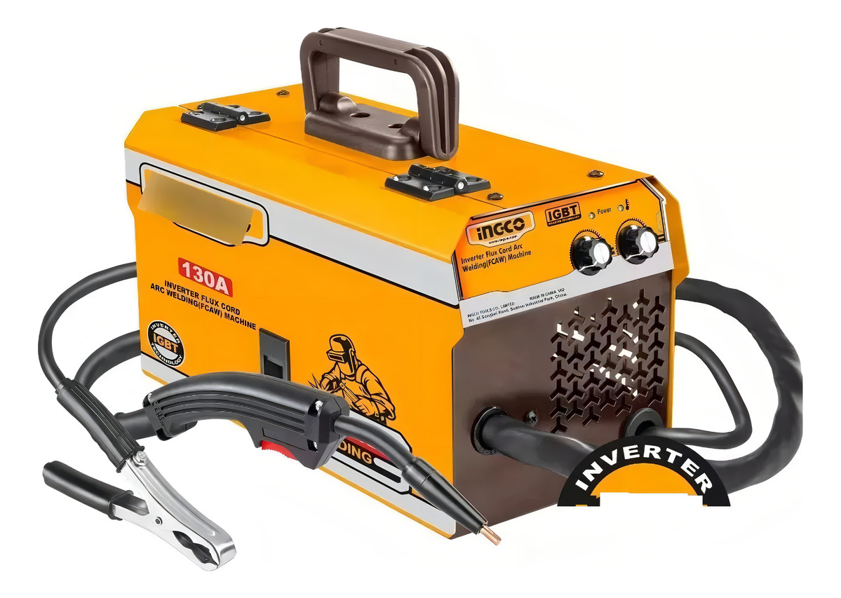 Soldadora Mig 130amp Inverter No Gas Igbt Ingco Ing-fc13012 Color Amarillo Frecuencia 50/60hz