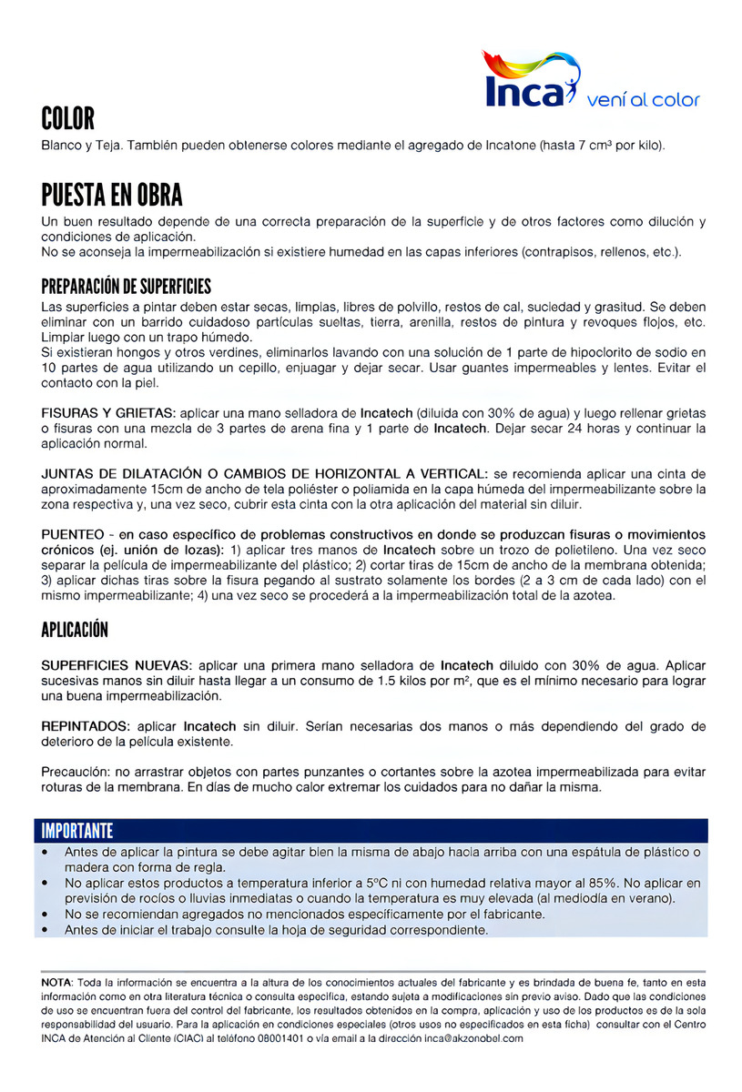 Membrana Liquida Inca Incatech Impermeabilizante 20kg Color Teja - Imagen 2
