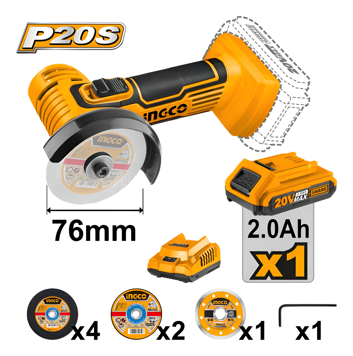 Amoladora Mini Multifuncion 3 Ingco Cagli76017 - Smf Color Naranja Frecuencia 50 60