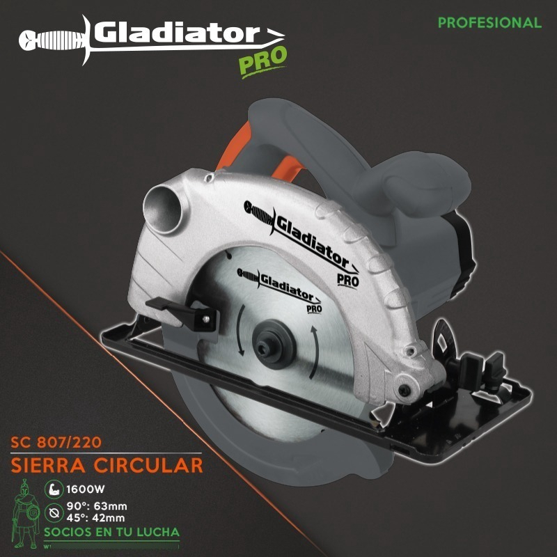 Gladiator Pro Sc 807/220 Sierra Circular 1400w - Imagen 2