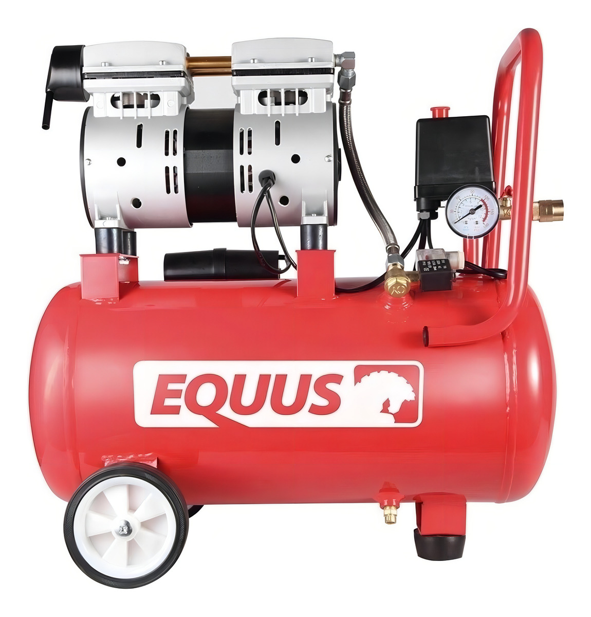Compresor De Aire 1hp 24 Litros Sin Aceite Premium Equus Color Rojo Fase Eléctrica Monofásica Frecuencia 50 Hz