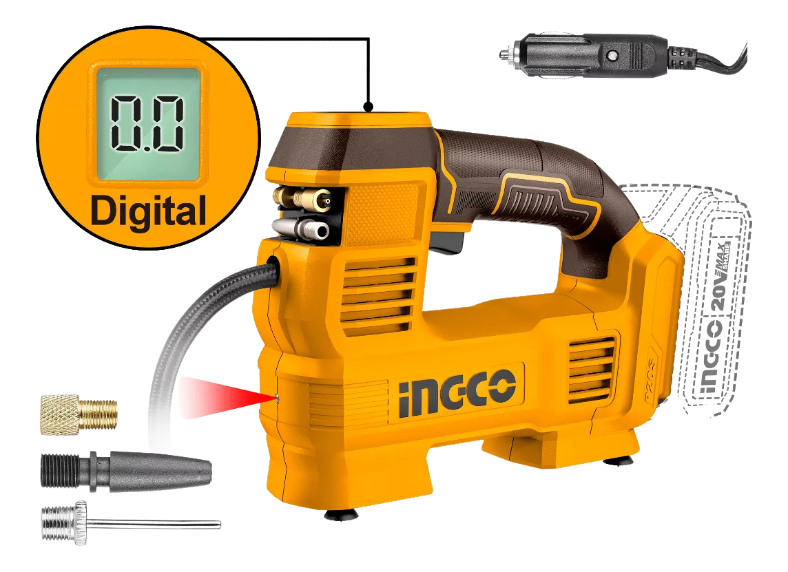 Compresor Aire 160psi 11bar 20v + 1 Bateria 4ah + Carg Ingco - Imagen 3