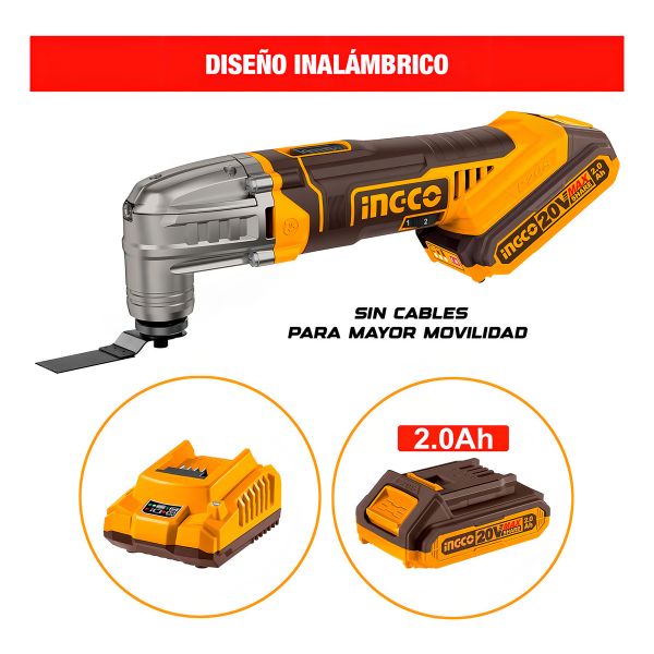 Kit 20v Pistola Calor Multifun Ingco C/bat Y Car En Maetin Color Amarillo - Imagen 4