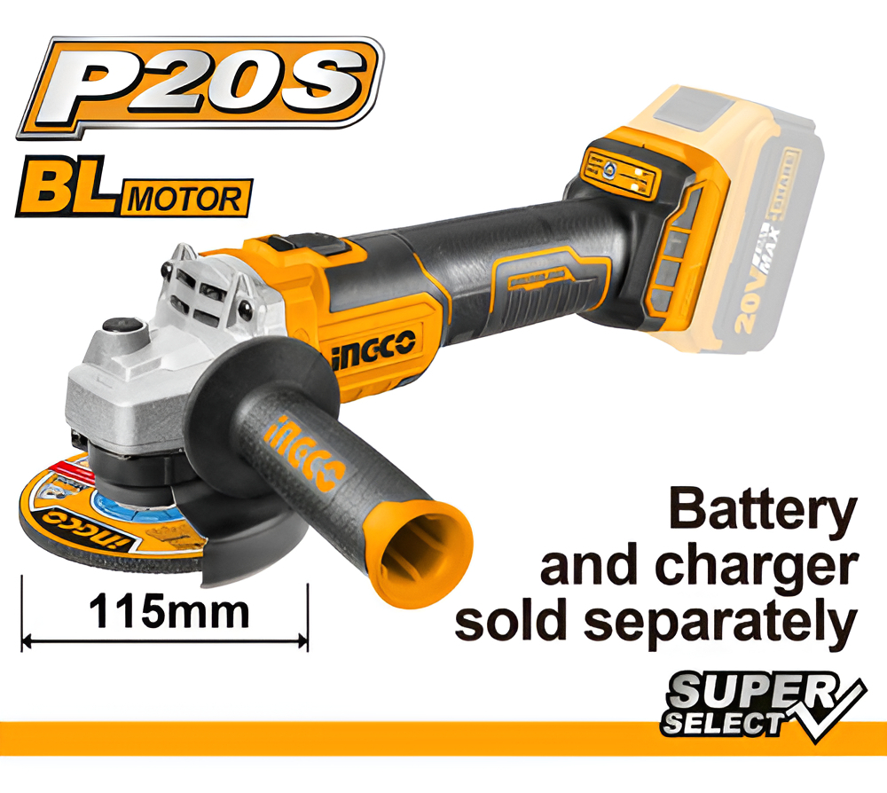 Amoladora A Bateria Ps20 Sin Carbones Ingco Color Anaranjado Y Negro Frecuencia 50hz/60hz - Imagen 2