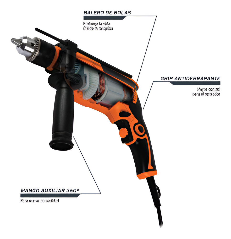 Taladro Percutor 1/2'' Profesional Truper 700w Color Gris - Imagen 2