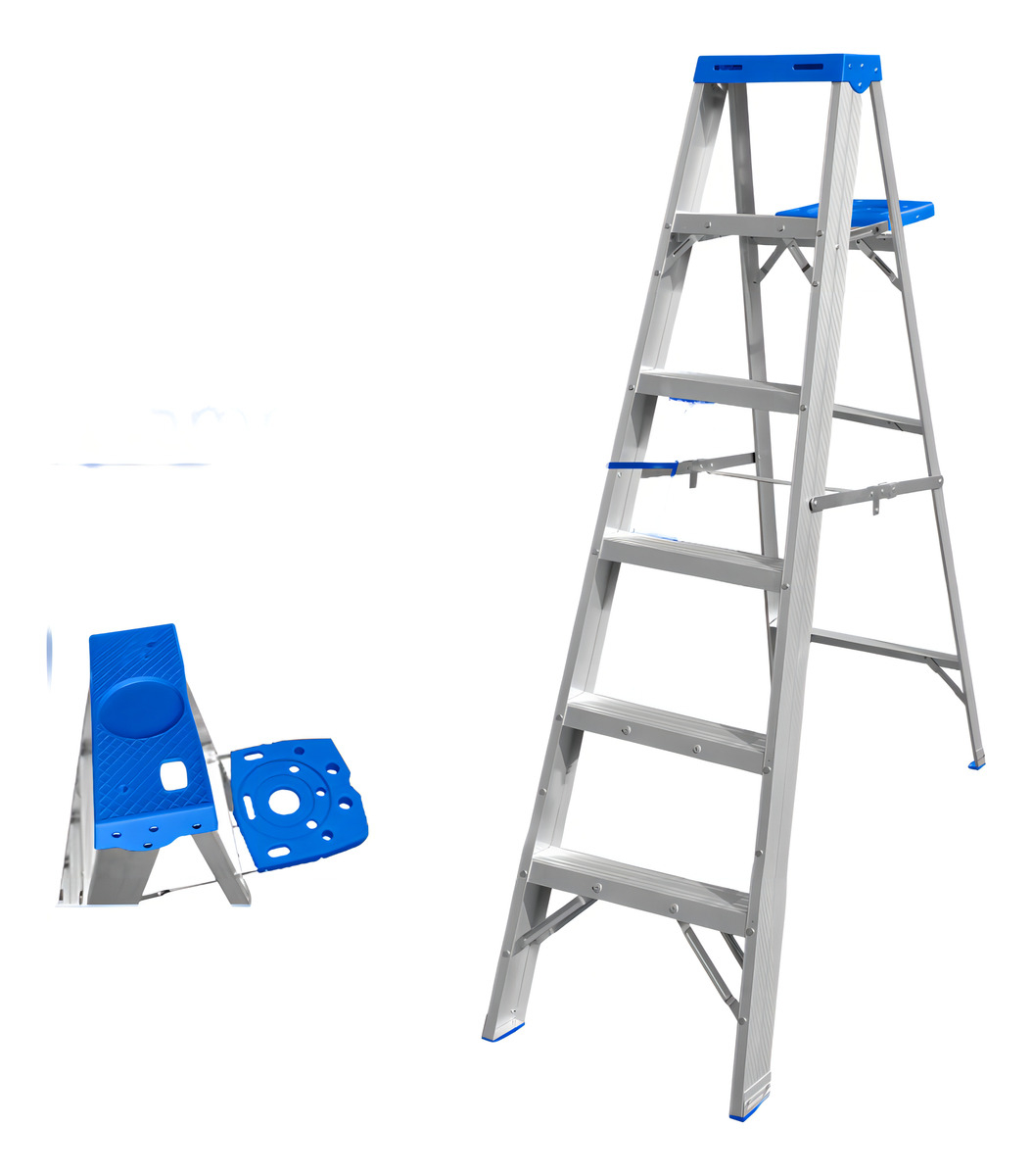 Escalera Pintor 6 Esc 150kg Cn Bandeja Simple Aluminio Wadfo - Imagen 2