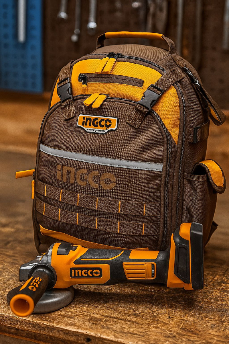 Mochila Para Herramientas Reforzada Ingco Hbp01028 Color Mar Marrón - Imagen 9