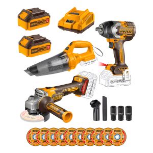 Kit Llave Impacto + Esmeril + Aspiradora Ingco Cosli240789
