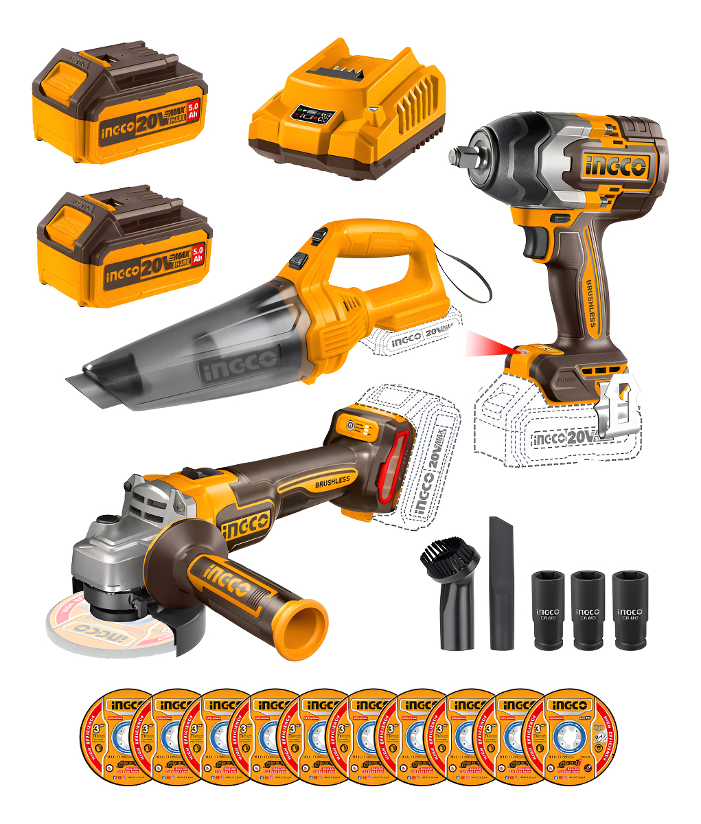 Kit Llave Impacto + Esmeril + Aspiradora Ingco Cosli240789