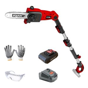 Mini Motosierra Inalambrica Equus 4pulgadas+guantes Y Lentes Color Rojo