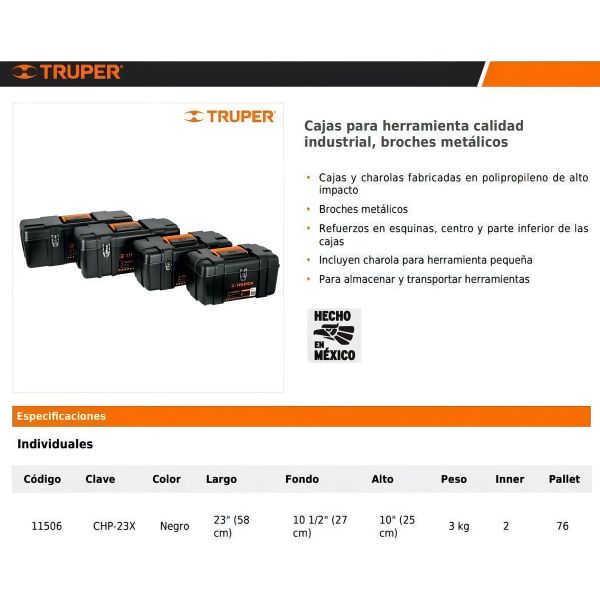 Caja Para Herramienta, Plástica De 23 , Industrial Truper - Imagen 4