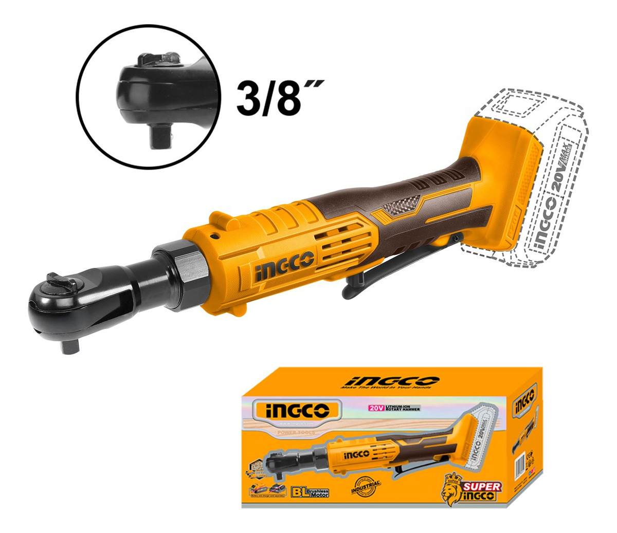 Llave Crique A Bateria 20v 65nm 3/8 Cdrli2060151 - Smf Color Naranja Claro - Imagen 5