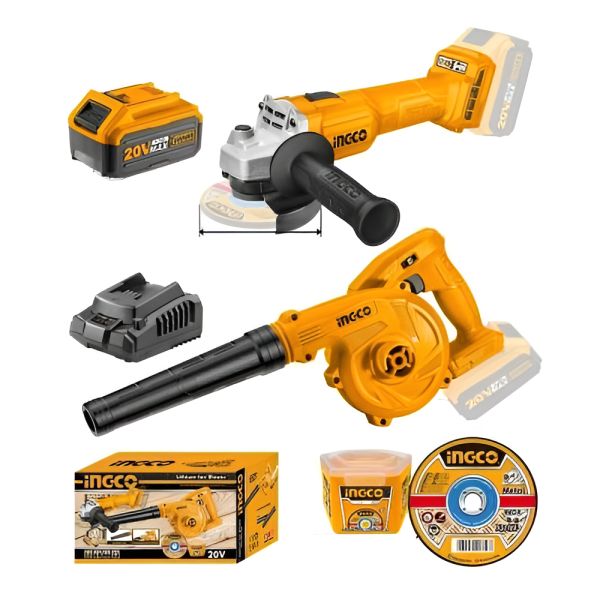Super Combo Amoladora + Sopladora + Discos Ingco Color Amarillo Frecuencia 50/60hz