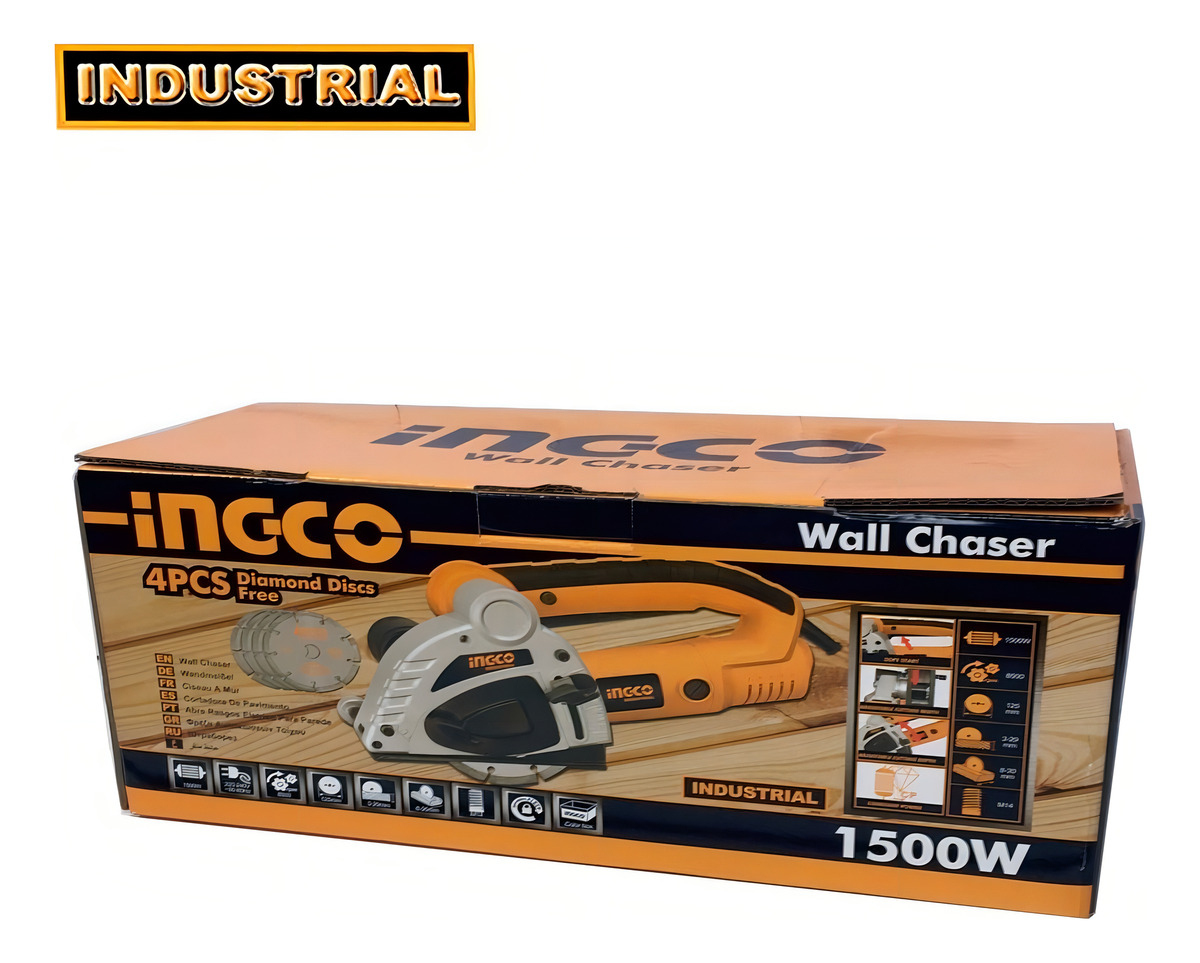 Acanaladora De Muro O Pared Ingco Wlc15008 4 Discos 1500w Ff Color Amarillo Frecuencia 50hz - Imagen 2