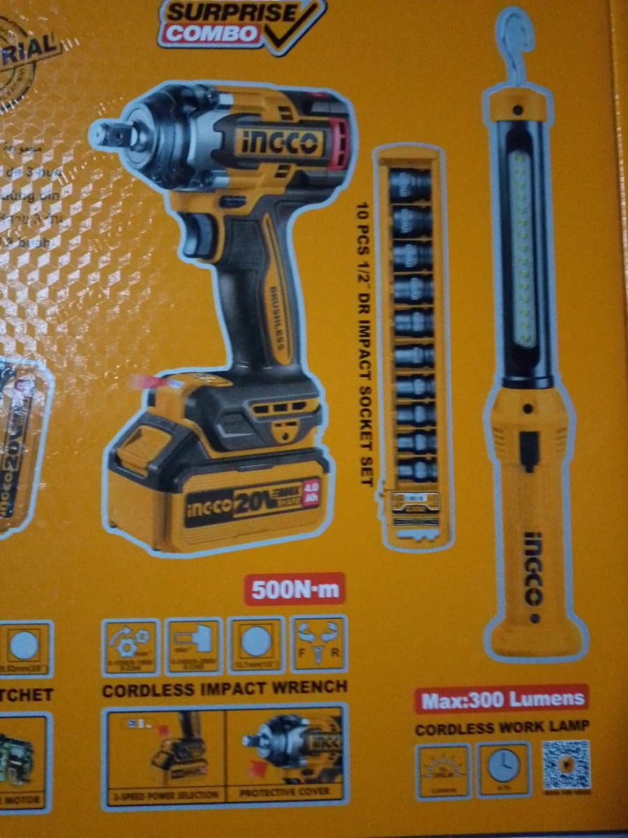 Combo Llave De Impacto 500nm A Bateria + Llave Crique Color Amarillo Frecuencia 50 60 - Imagen 5