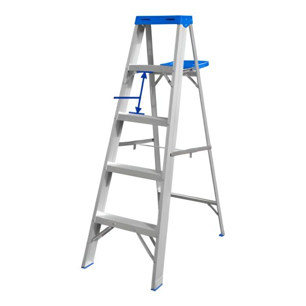Escalera Pintor 5 Esc 150kg Con Bandeja Wadfow Wld4h05 Color Plateado