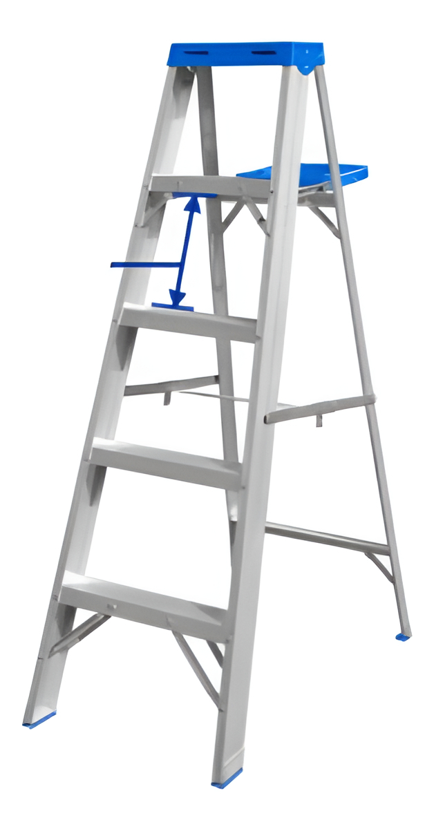 Escalera Pintor 5 Esc 150kg Con Bandeja Wadfow Wld4h05 Color Plateado