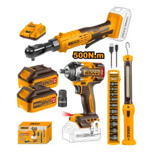Combo Llave De Impacto 500nm A Bateria + Llave Crique Color Amarillo Frecuencia 50 60