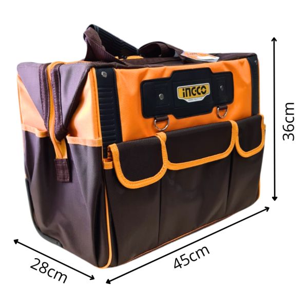 Bolsa De Herramientas Reforzada Ingco De 20 Pulgadas Con Ruedas, Color Amarillo - Imagen 6