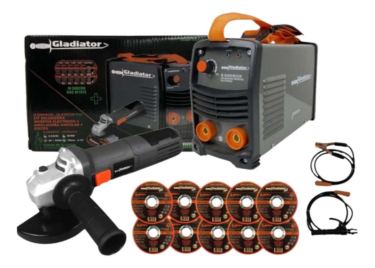 Soldadora 200amp + Amoladora + Máscara Soldar Gladiator Mara - Imagen 6