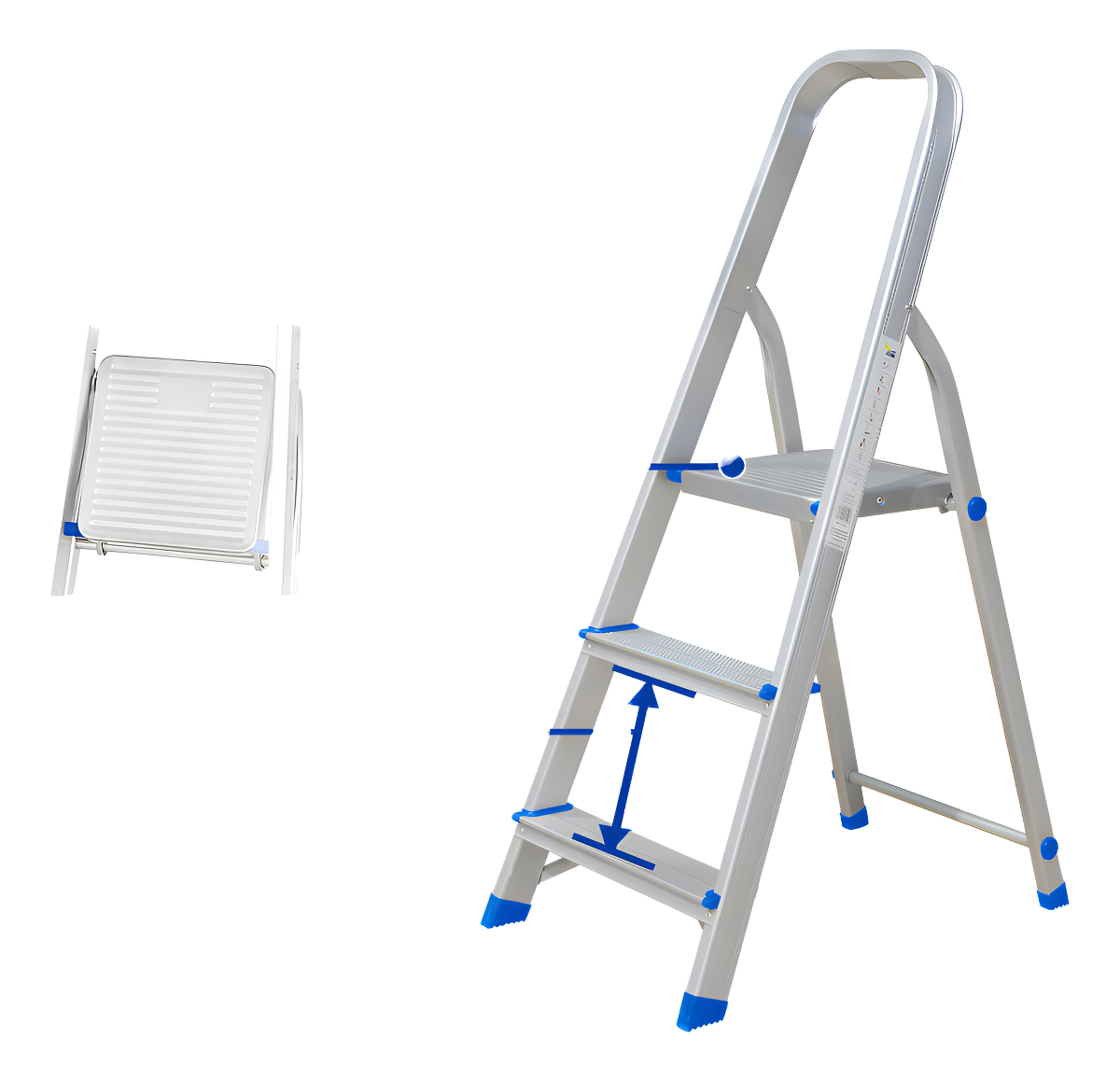 Escalera Familiar Aluminio 3 Escalones Color Inox