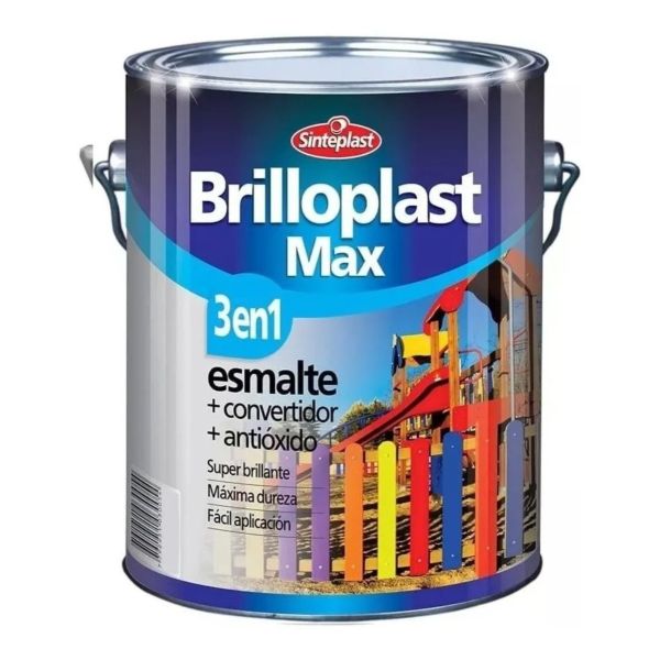 Esmalte Sintético + Convertidor Brilloplast 3 En 1 1lts Acabado Brillante Color Negro - Imagen 4