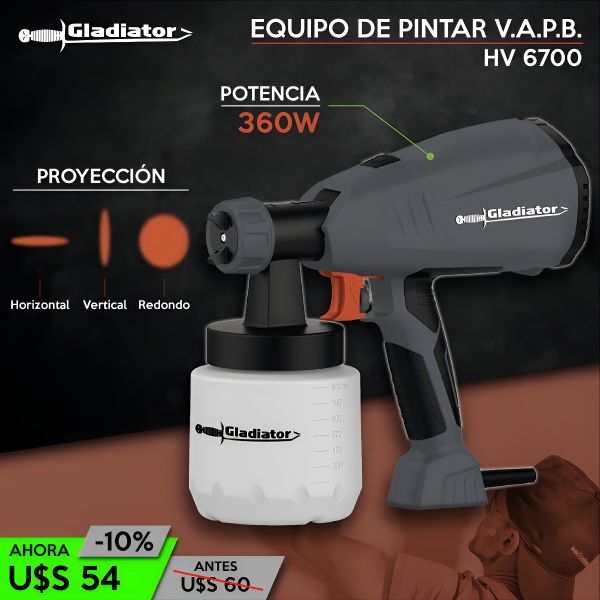 Equipo De Pintar Gladiator Hv6700 2 Boquillas Fama - Imagen 2