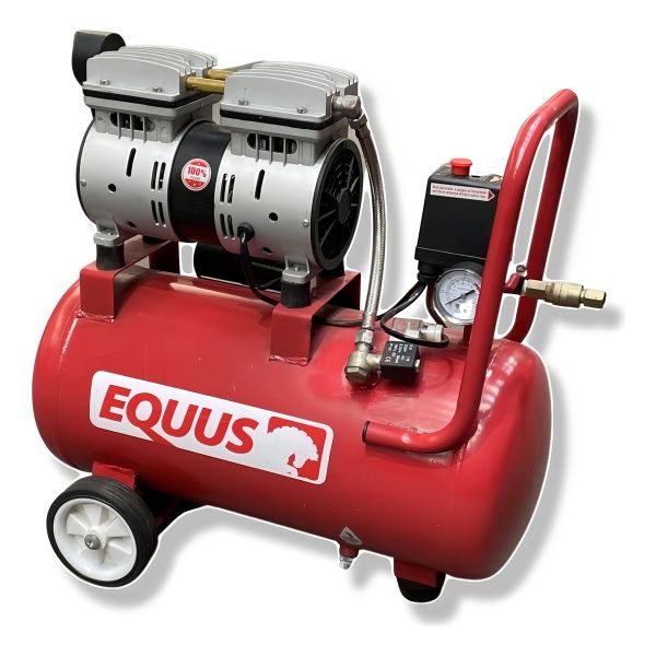 Compresor De Aire 1hp 24 Litros Sin Aceite Premium Equus Color Rojo Fase Eléctrica Monofásica Frecuencia 50 Hz - Imagen 2