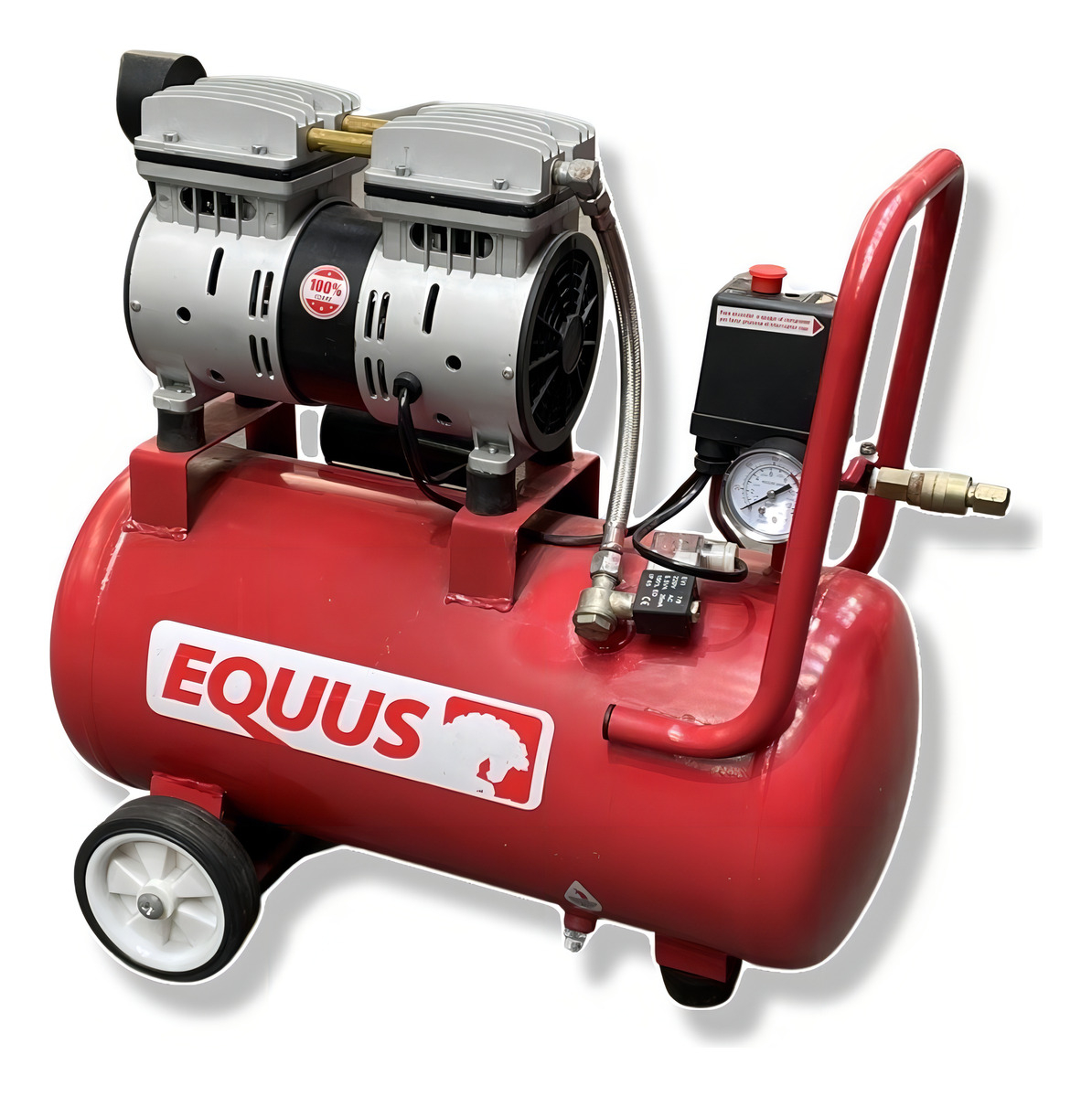 Compresor De Aire 1hp 24 Litros Sin Aceite Premium Equus Color Rojo Fase Eléctrica Monofásica Frecuencia 50 Hz - Imagen 2