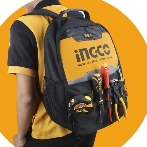 Bolso De Herramientas Ingco Hbp0101 Amarillo/negro + Regalo - Imagen 3