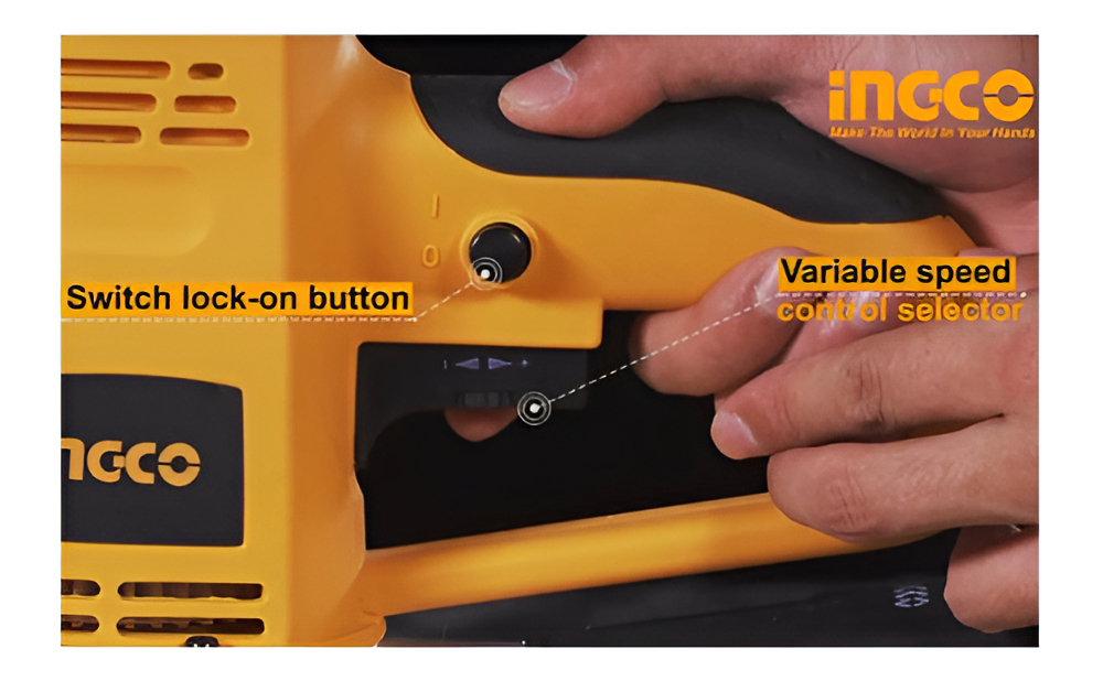Lijadora Roto Orbital 450w Lijas Ingco Rotativa Madera Metal Color Amarillo - Imagen 2