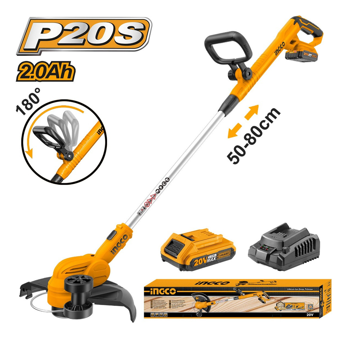 Bordeadora 20v 1 Batería 4ah Y Cargador Ingco - Imagen 3