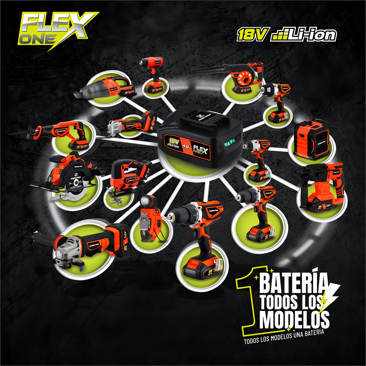 Amoladora 4.5 Pulgadas Batería 18v 4.0ah Dowen Pagio 999318 Color Naranja Frecuencia 50 Hz - Imagen 7